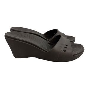 CROCS Brown Wedge Sandals Comfortable Casual